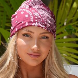 Red and White Bandana Beanie